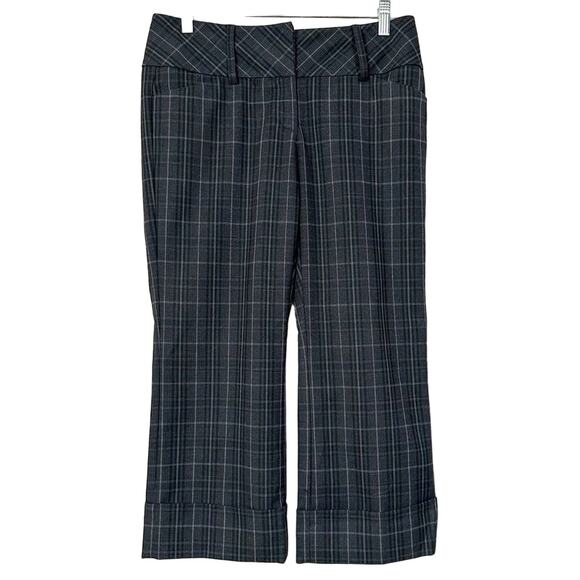 Express Design Studio Women's Gingham Mid-Rise Cropped Dress Pants Gray Size 4 - Picture 1 of 9